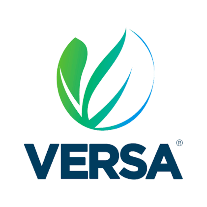 Versa logo with green and blue leaf design on a transparent background